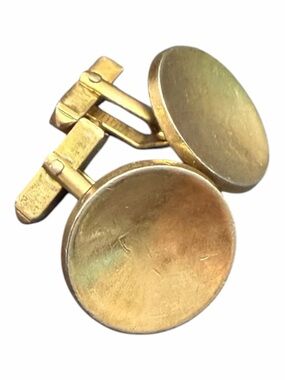 SWANK Vintage Gold Round Men’s Cufflinks Jagged back signed